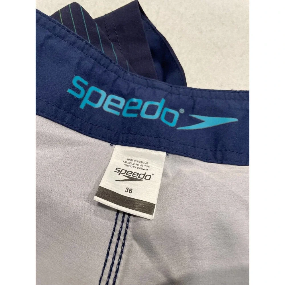 Speedo Size 36 Mens Interference Glow Board Shorts Swim Trunks Cargo Pocket Blue